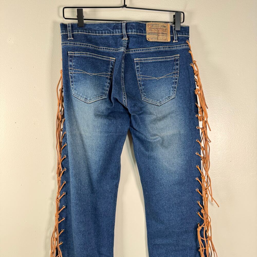 Vintage Z. Cavaricci Womens Fringe Stretch Low Rise Cotton Blend Flared Jeans 7 - Picture 7 of 11